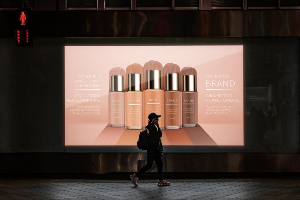 Outdoor Video Wall featuring a makeup brand