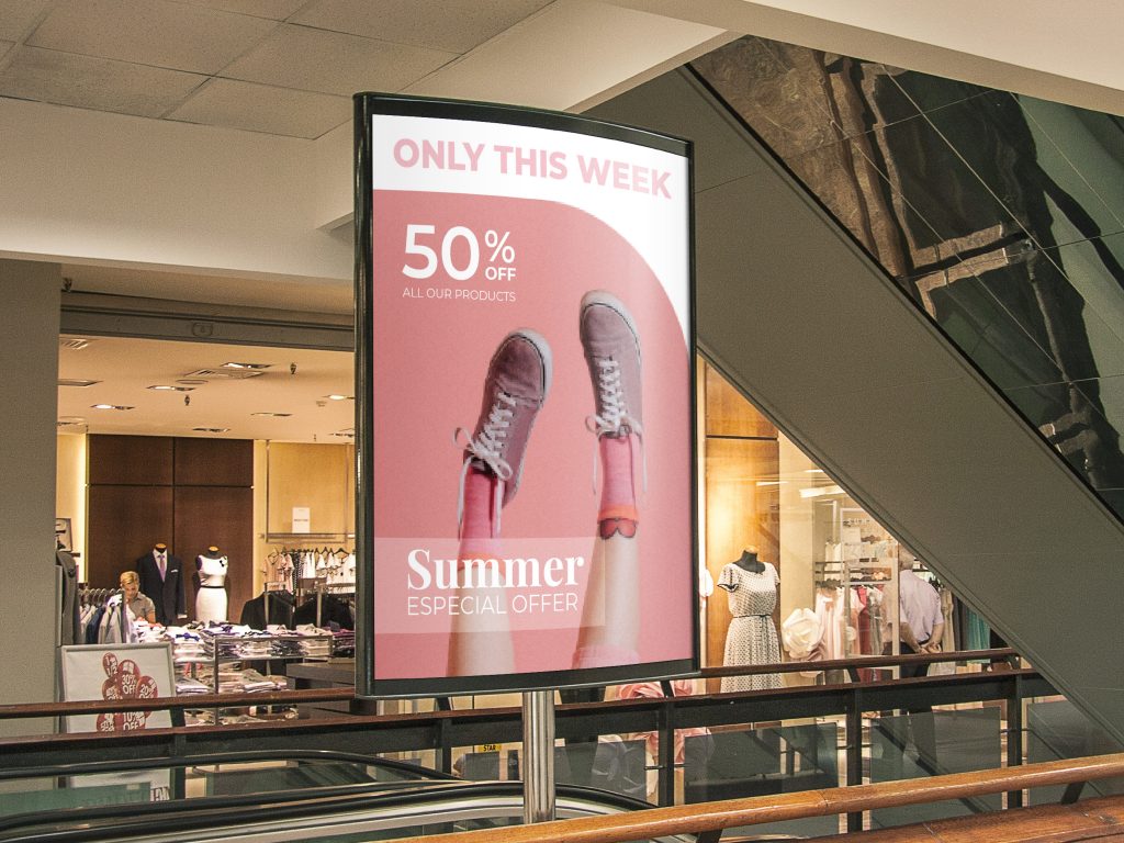 digital signage and display application for shopping mall for a shoe brand promotion